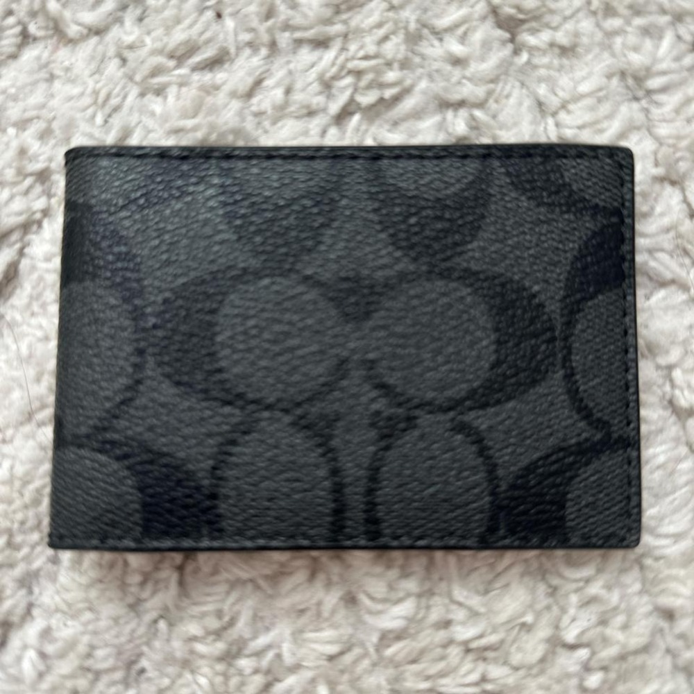 Coach black and grey compact wallet